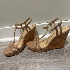 Jessica Simpson Nude Patent Leather Wedges